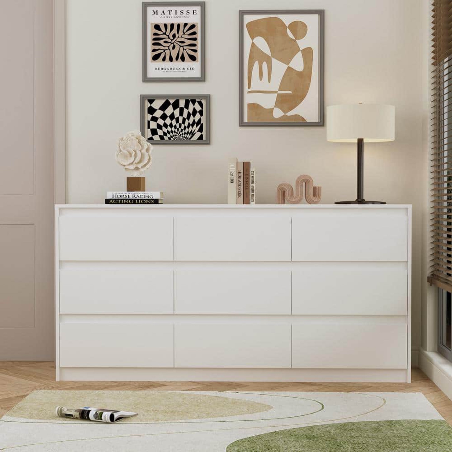 White Dresser with 9 Drawers - photo 2