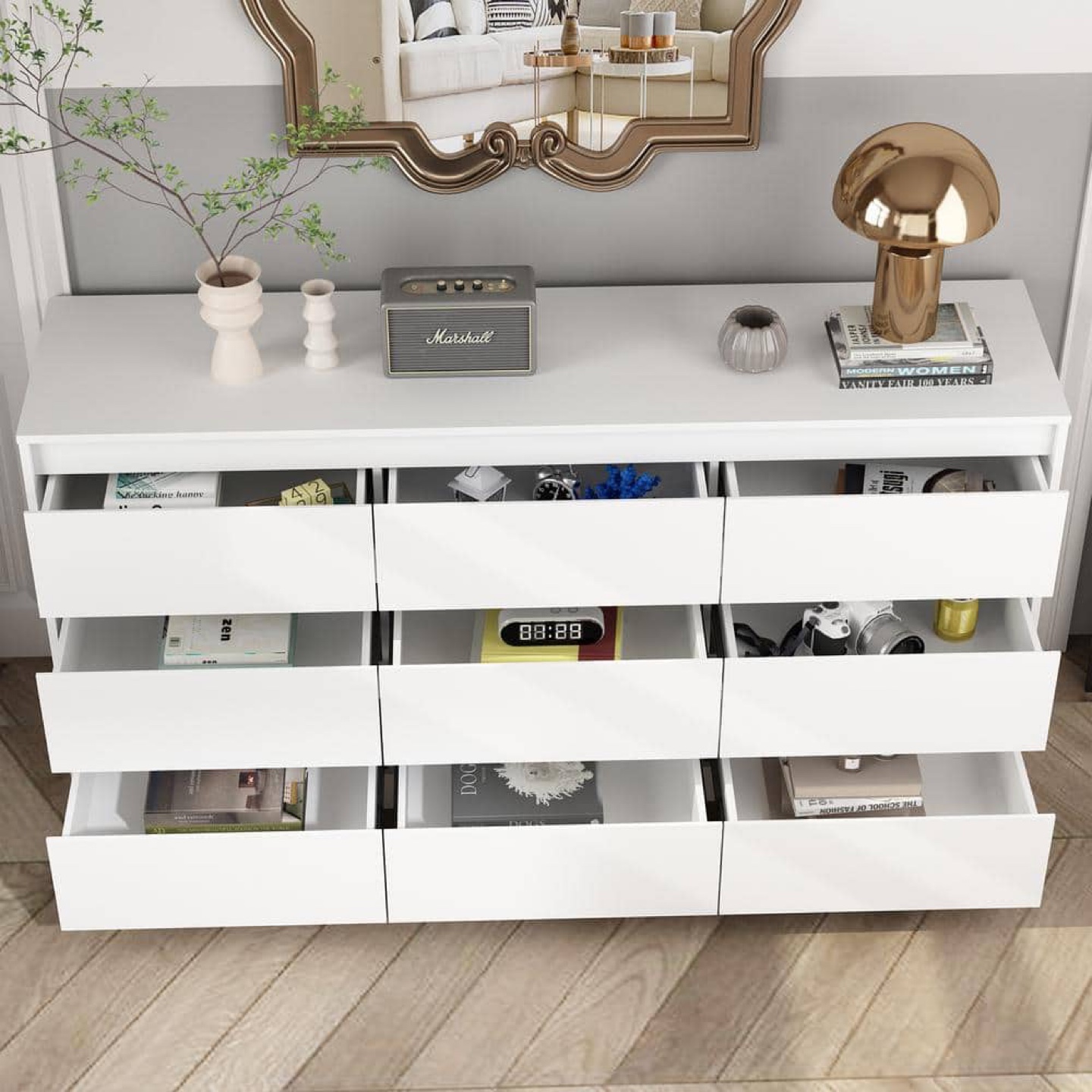 White Dresser with 9 Drawers - photo 3