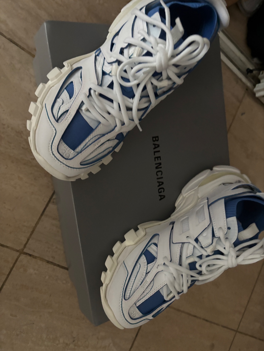 Balenciaga Track Sock Sneakers White and Blue