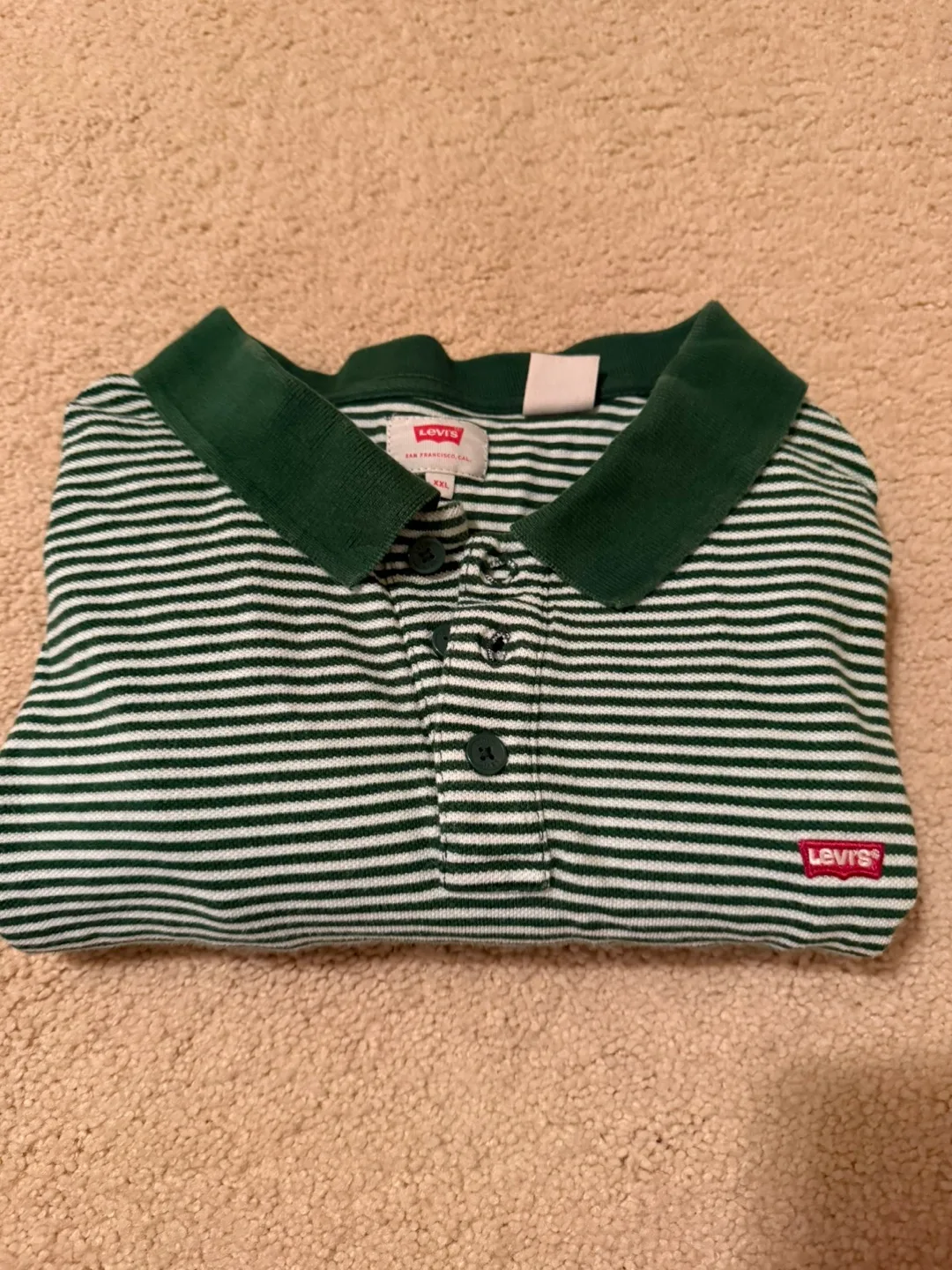 Levi's Green and White Striped Polo Shirt image indicator(2)