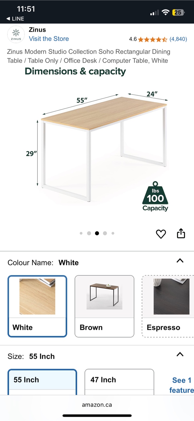 Zinus Modern Dining Table / Office Desk - photo 4