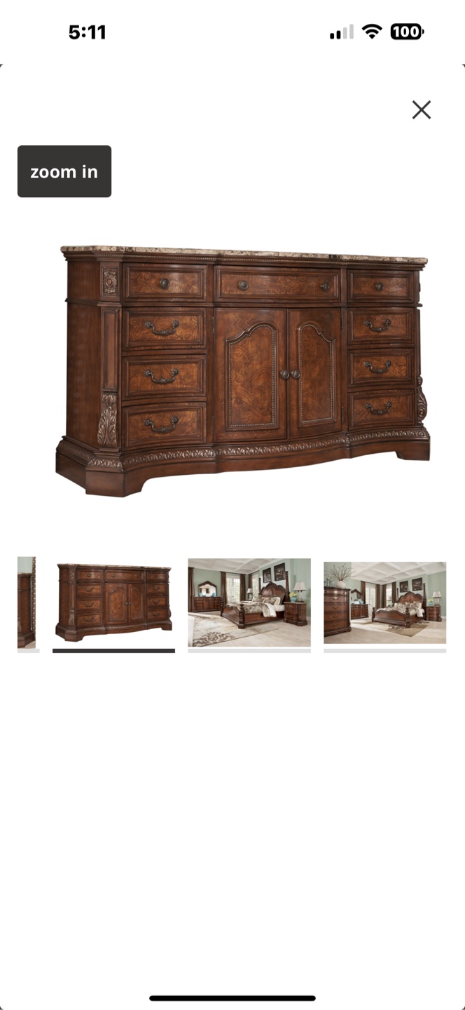 Wooden Dresser with Marble Top