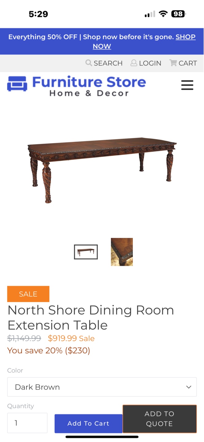 Ashley north shore table