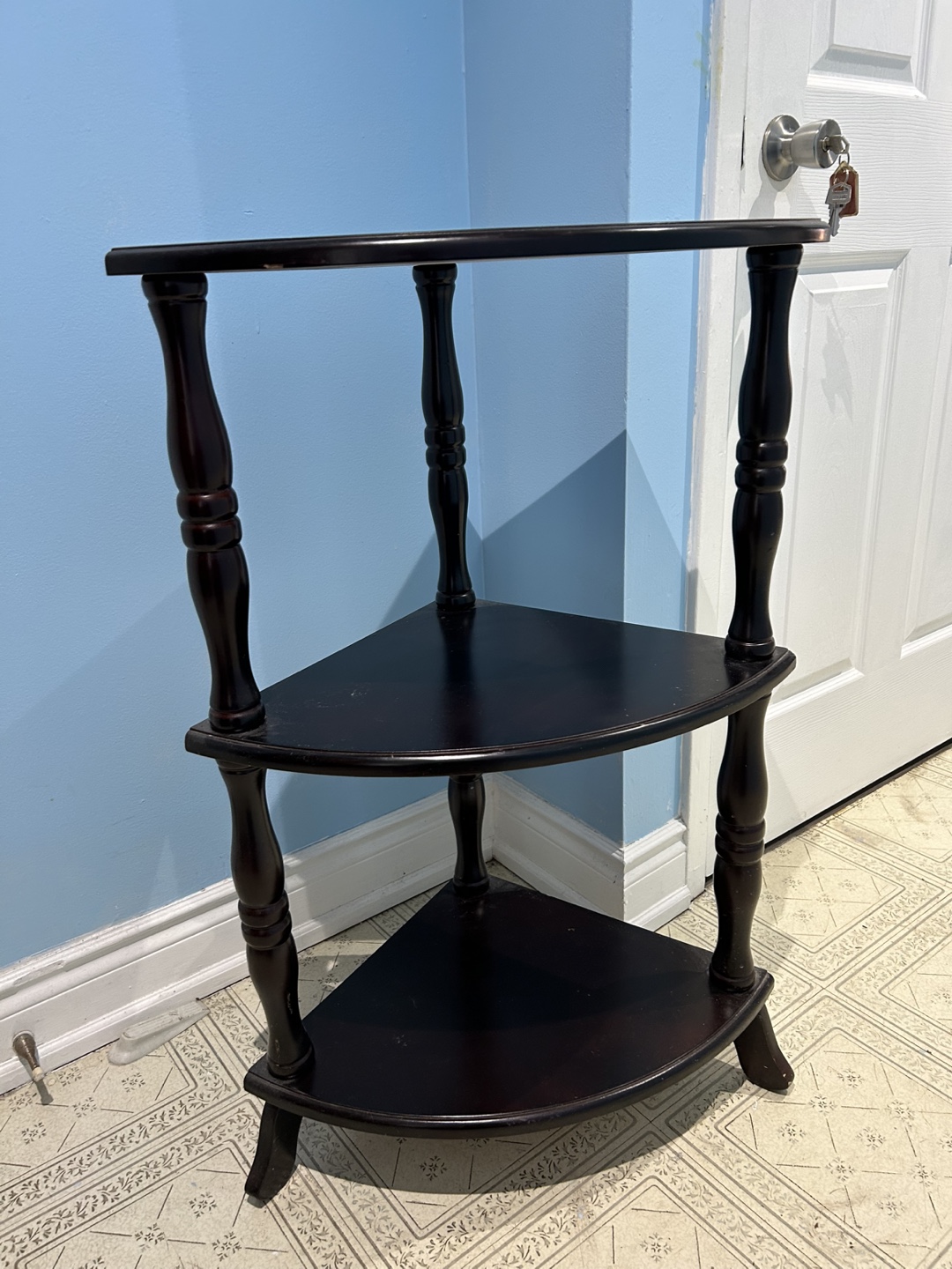 Dark Wood Corner Shelf - photo 2
