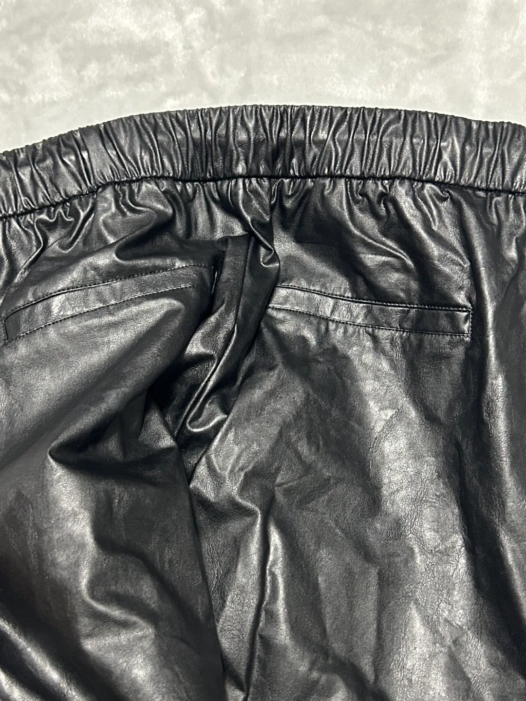 Black Faux Leather Jogger Pants image indicator(2)