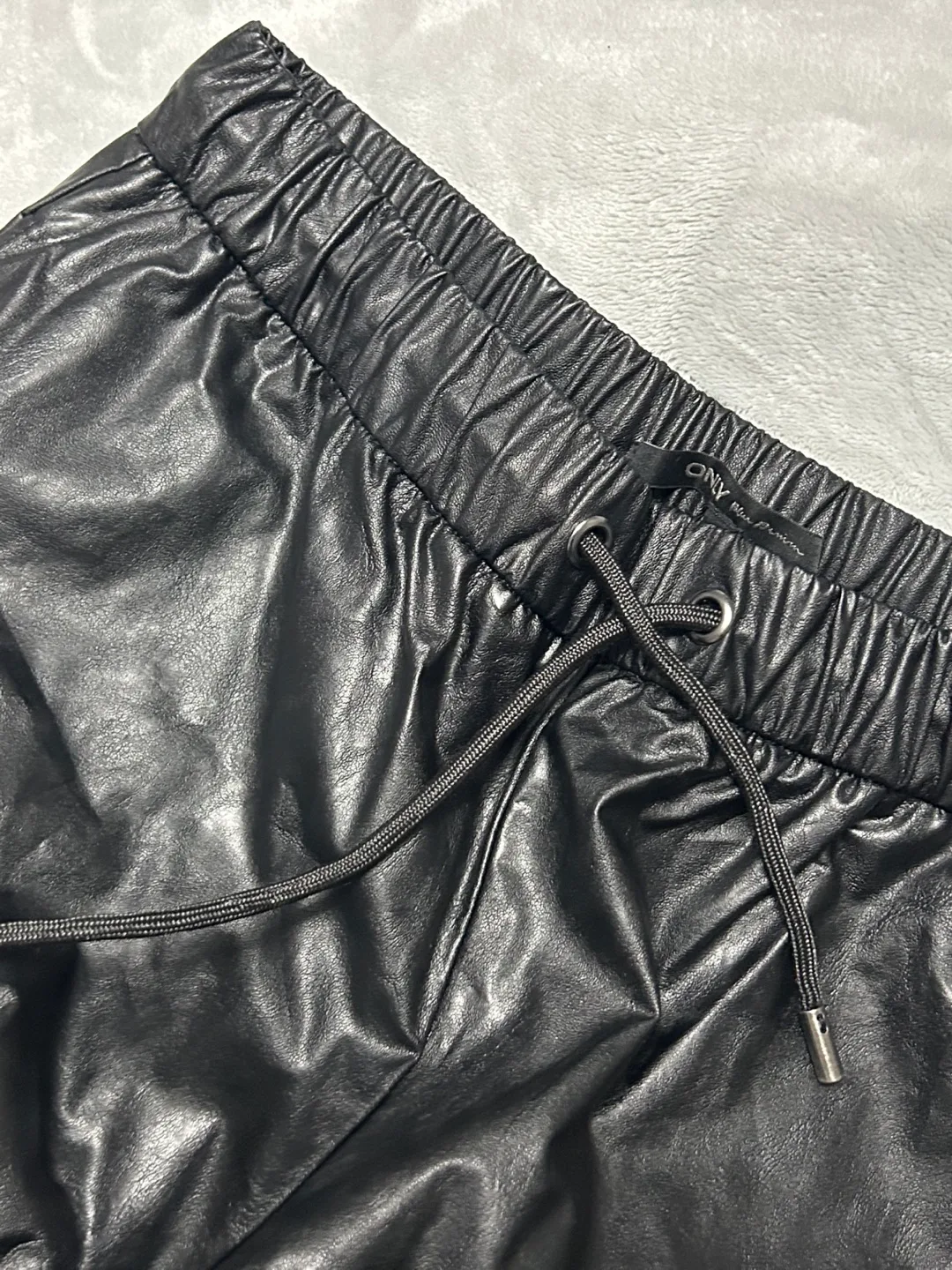 Black Faux Leather Jogger Pants image indicator(3)