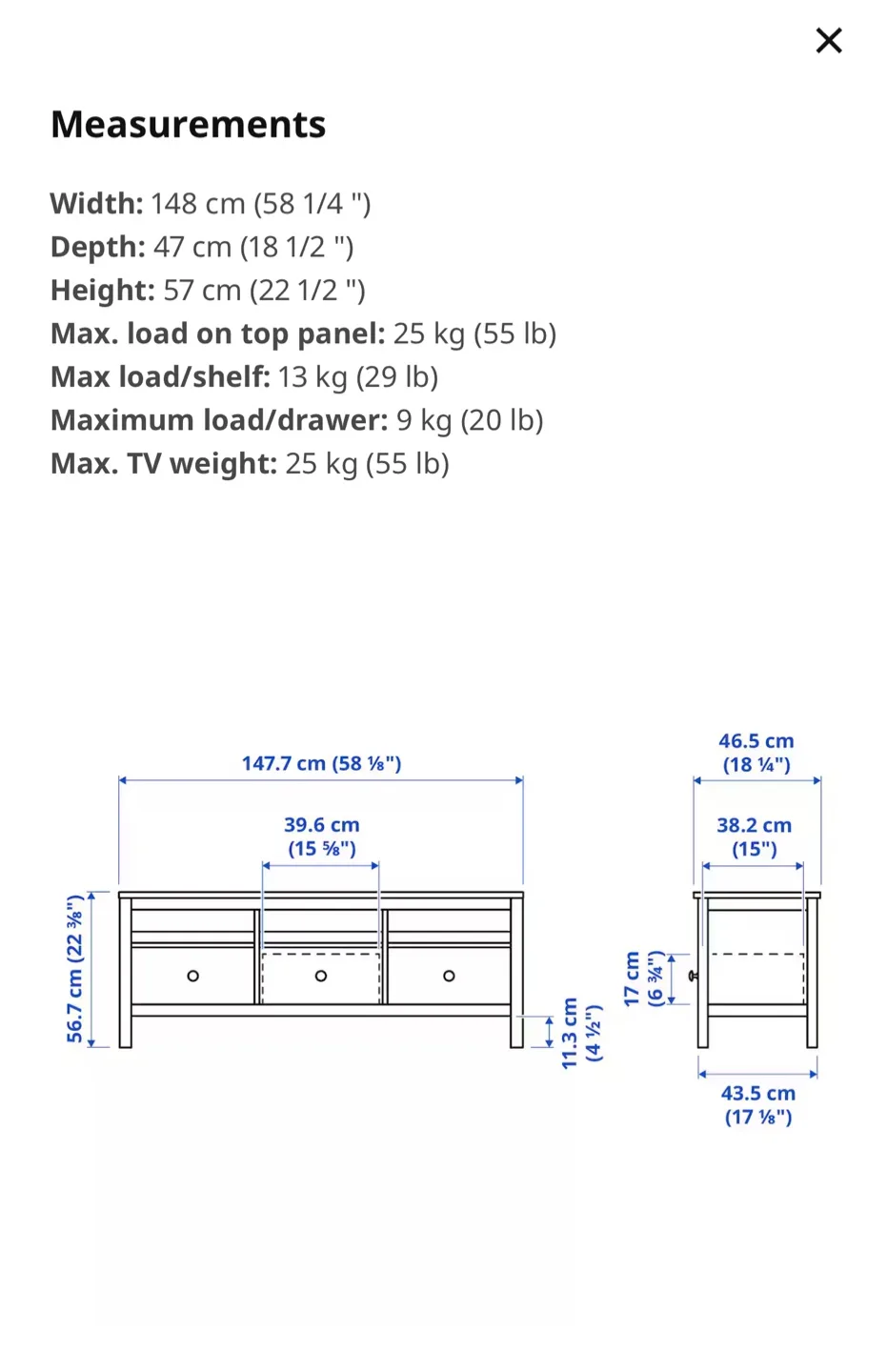 IKEA hemness 3 drawer Black TV Stand shelf (DELIVERY AVAILABLE) image indicator(4)