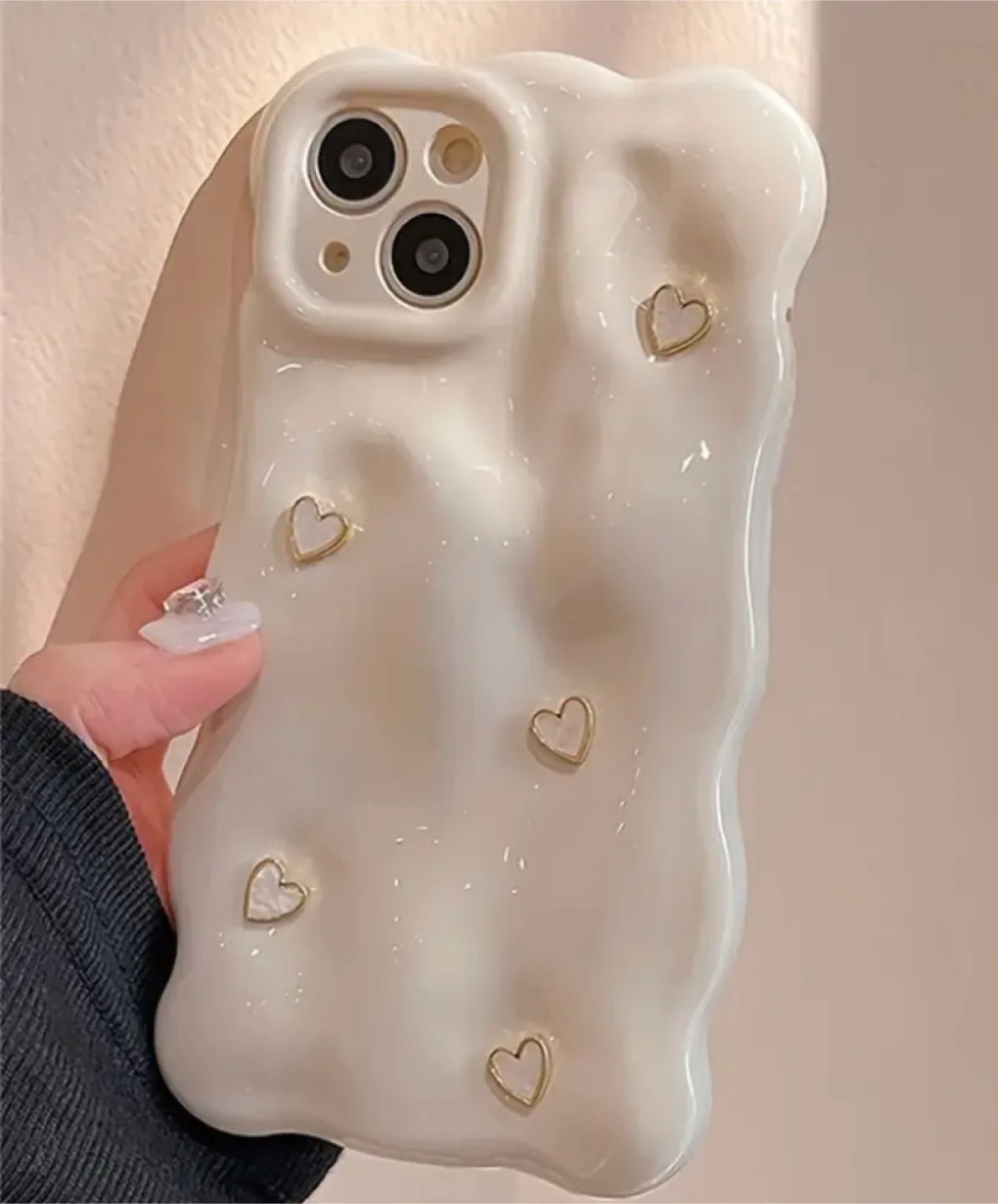Adorable White iPhone Case with Hearts