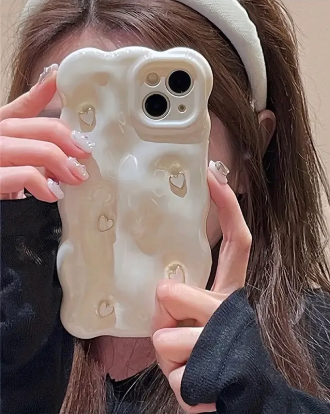 Adorable White iPhone Case with Hearts image indicator(2)