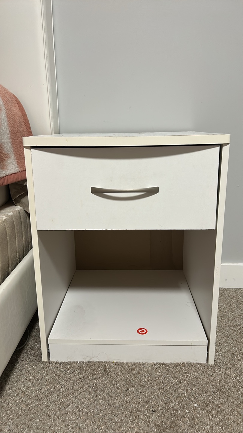 White Nightstand with Drawer