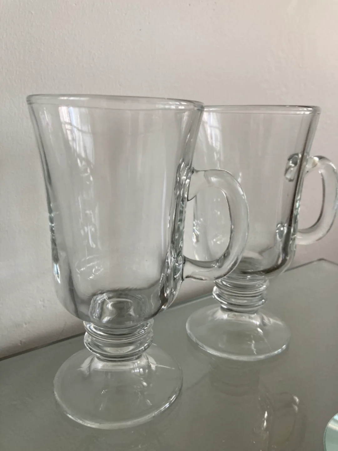 Vintage Clear Glass Coffee Mugs with Handle - Set of 2 image indicator(3)