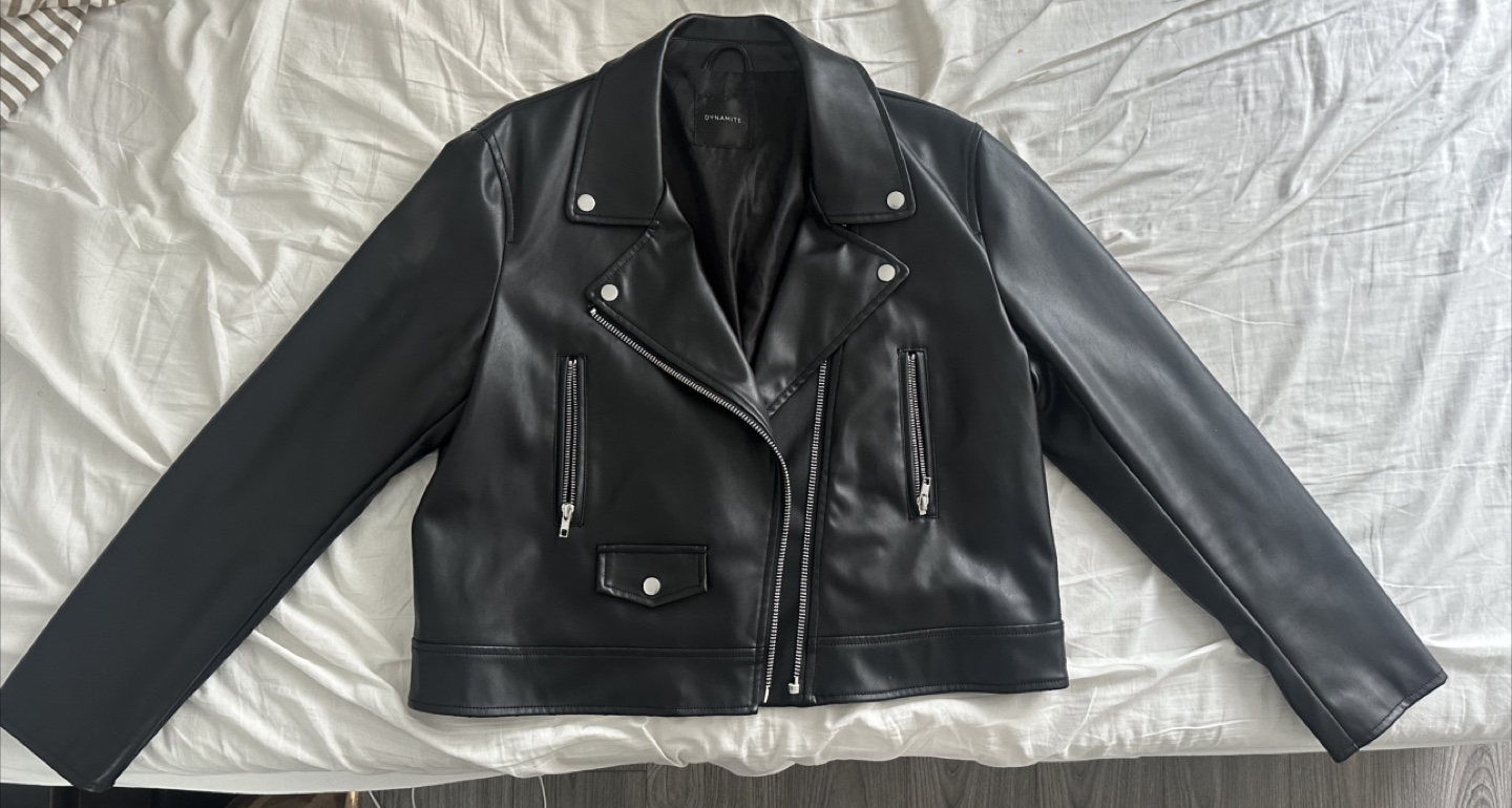Black Faux Leather Jacket from Dynamite XL