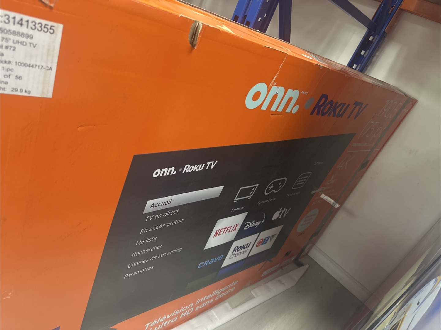 Onn. Roku TV 75 inch