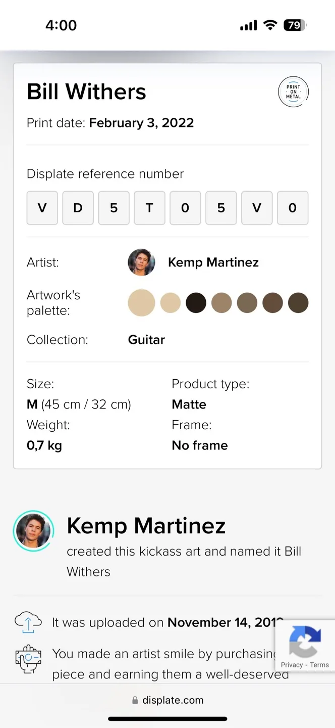 Bill Withers Displate Metal Poster image indicator(3)