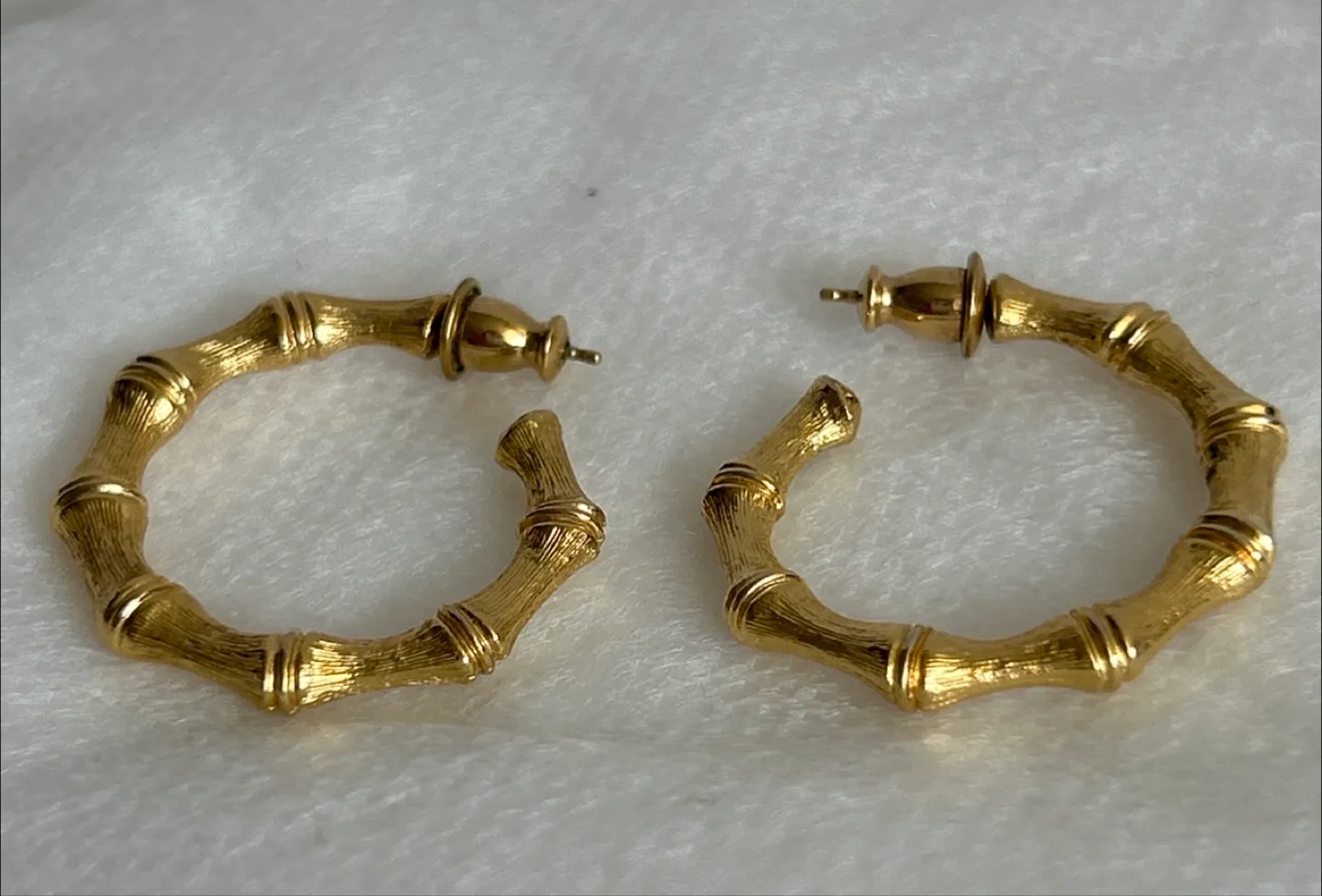 Monet - Vintage Gold Hoop Bamboo Design Earrings image indicator(2)