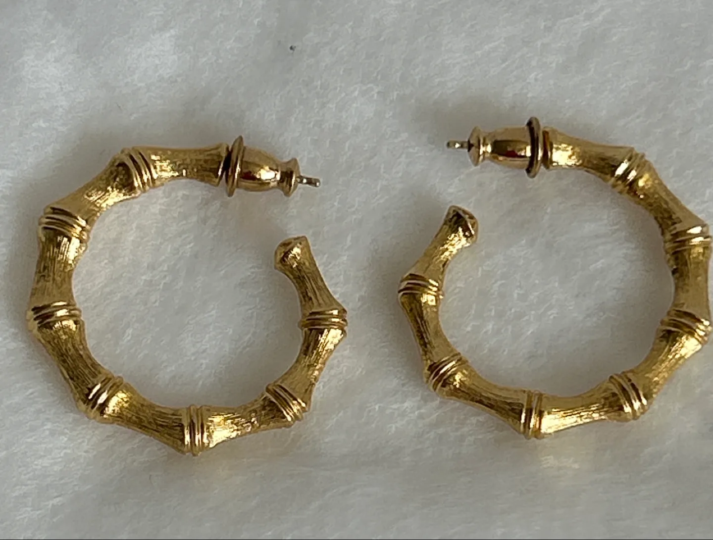 Monet - Vintage Gold Hoop Bamboo Design Earrings image indicator(3)