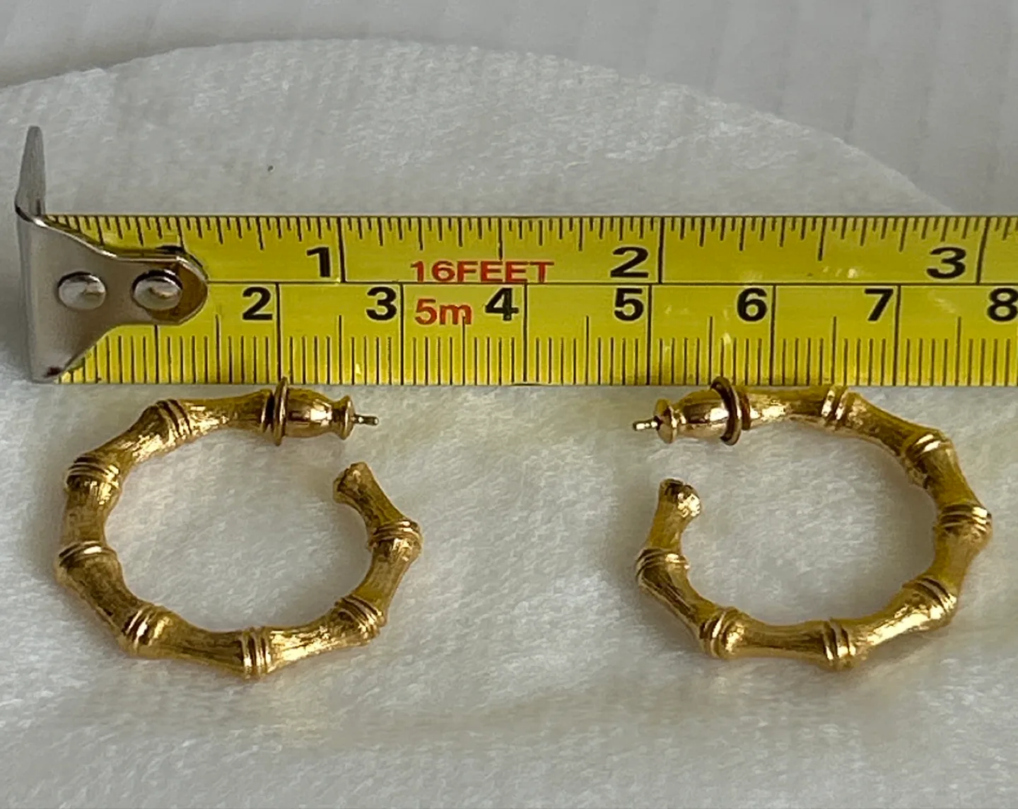Monet - Vintage Gold Hoop Bamboo Design Earrings image indicator(5)
