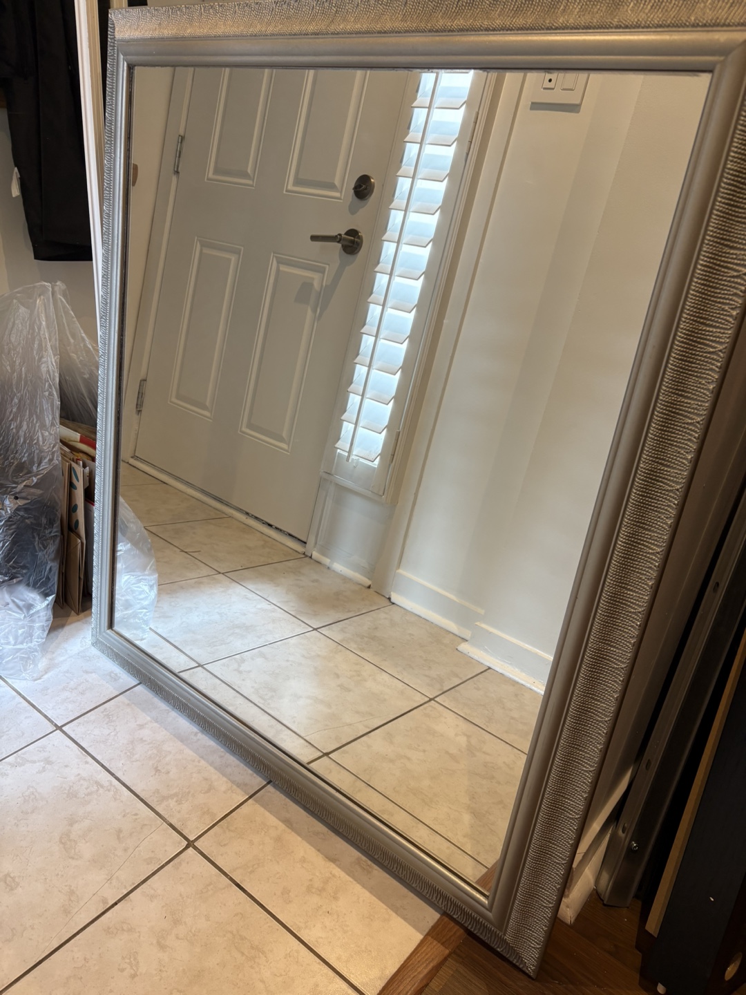 Large Silver Framed Mirror