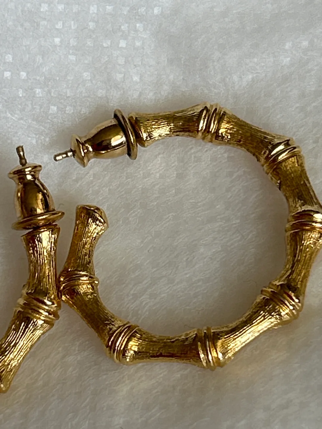 Monet - Vintage Gold Hoop Bamboo Design Earrings image indicator(6)