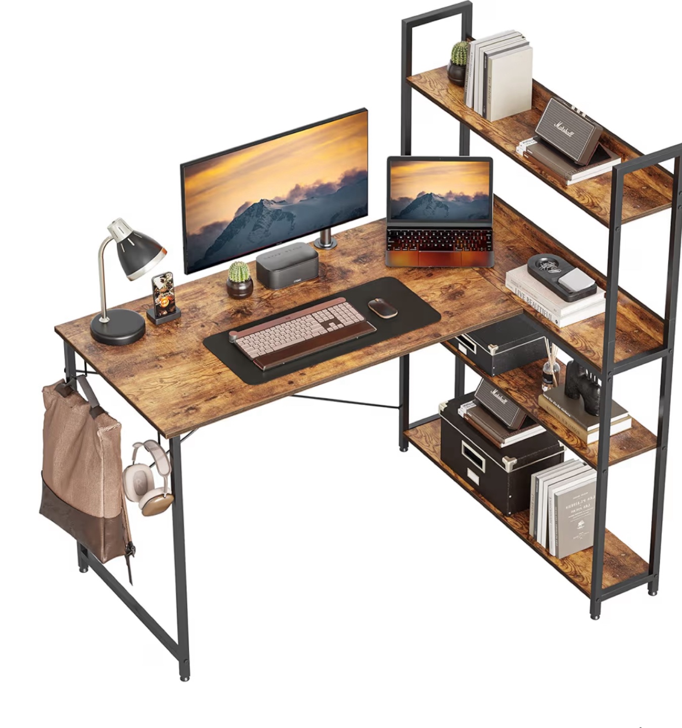 Corner Computer Desk with Shelves - photo 3