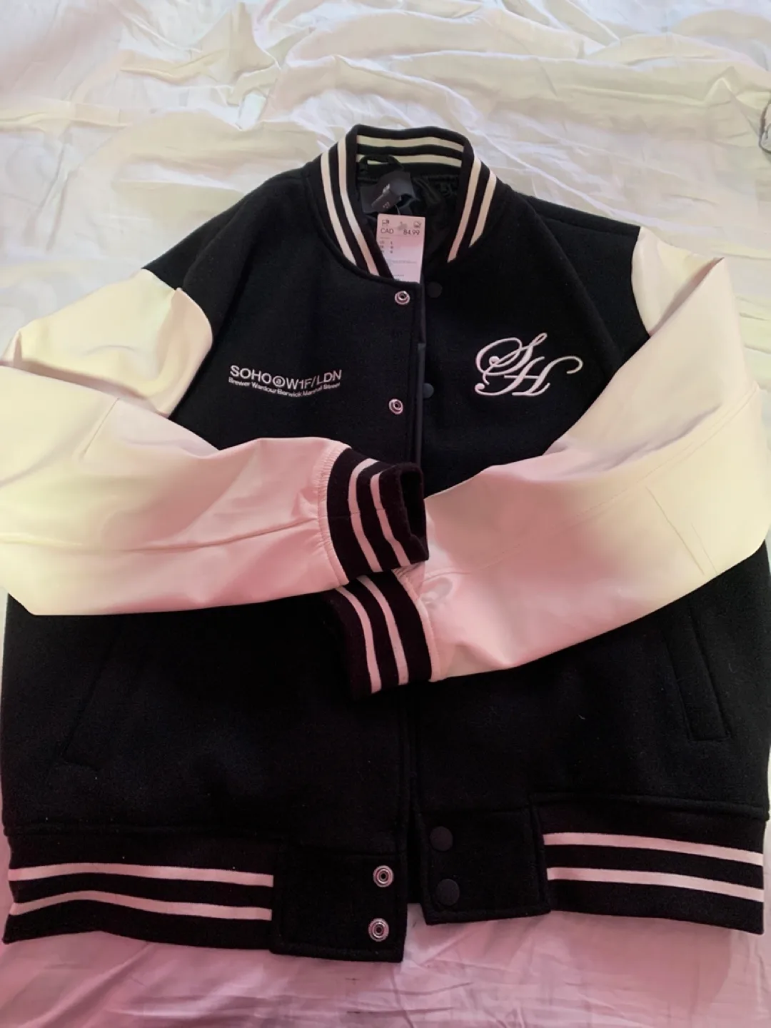 H&M Varsity Jacket, Black & White thumbnail