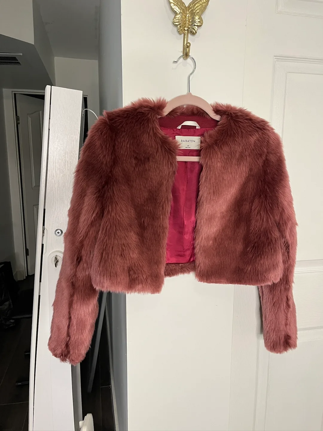 Babaton Cropped Faux Fur Jacket thumbnail