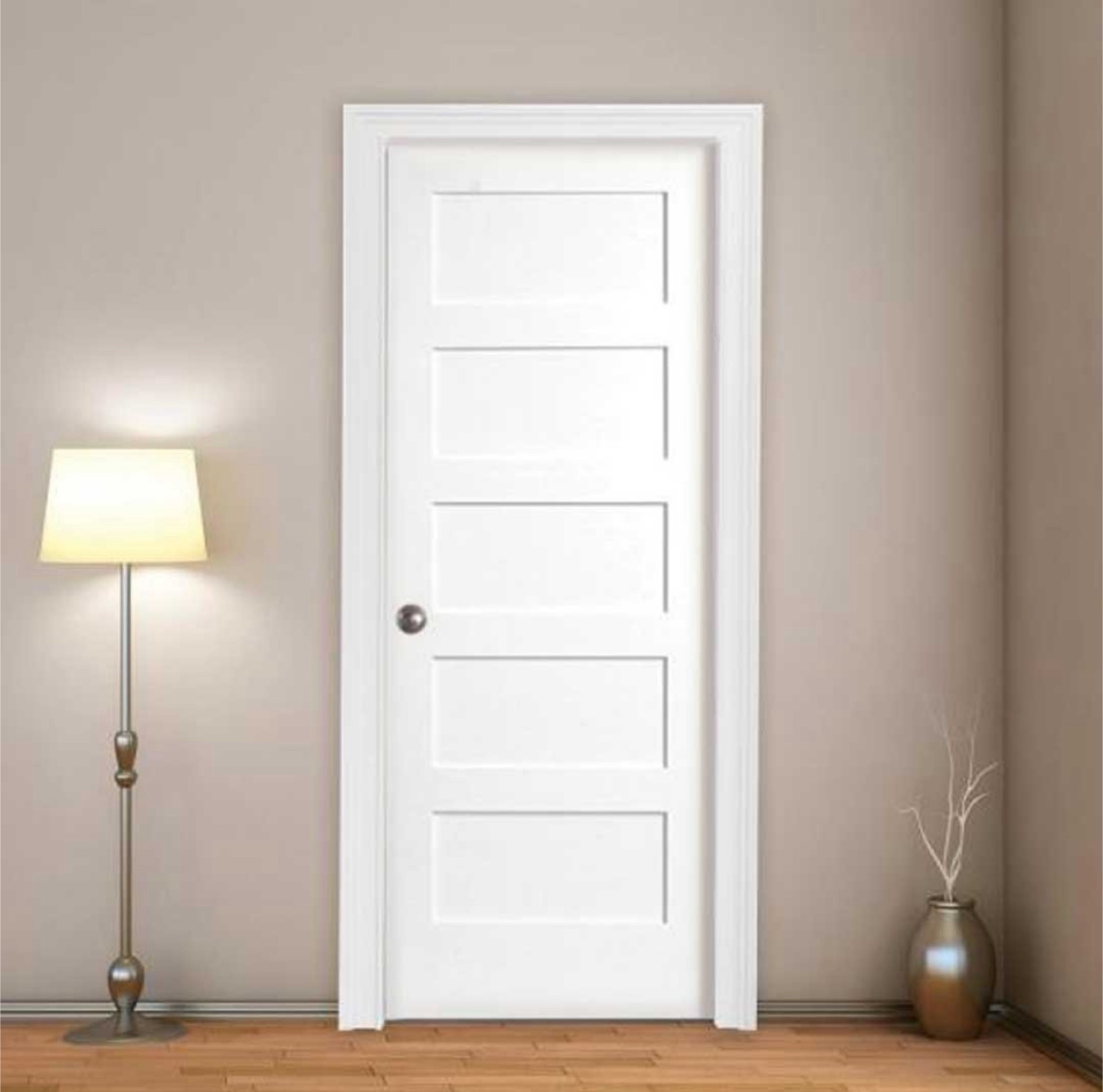 2x White Modern 5-Panel Interior Doors - photo 2