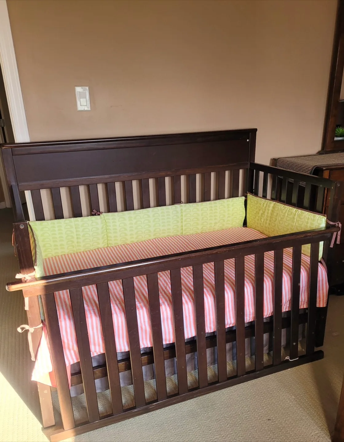 Brown Baby Crib only slept on 3times. thumbnail