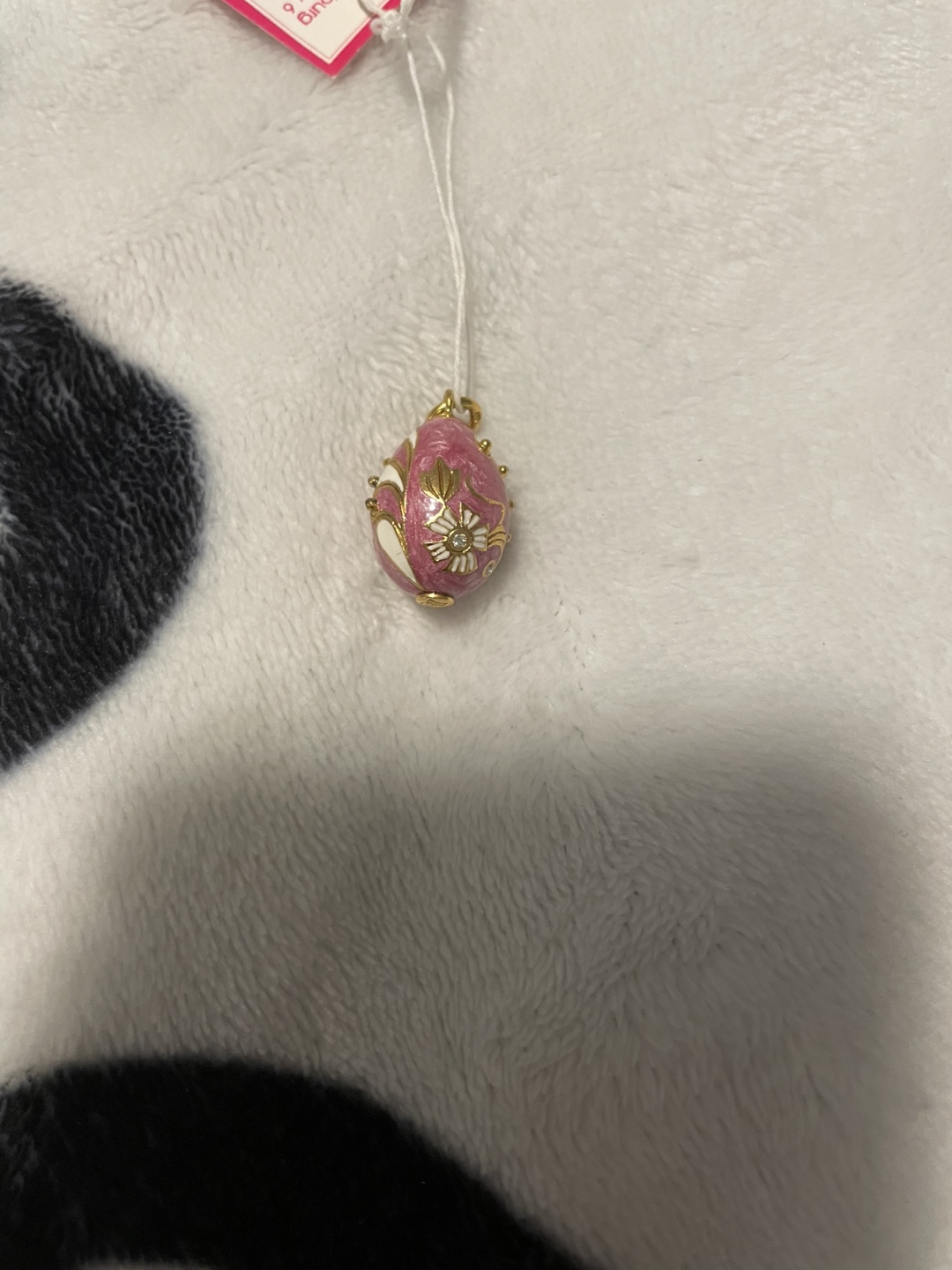 Vintage Pink & Gold Egg Pendant - photo 3