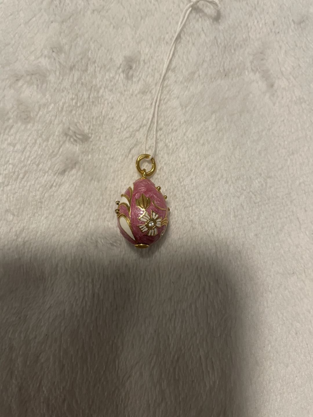 Vintage Pink & Gold Egg Pendant - photo 2