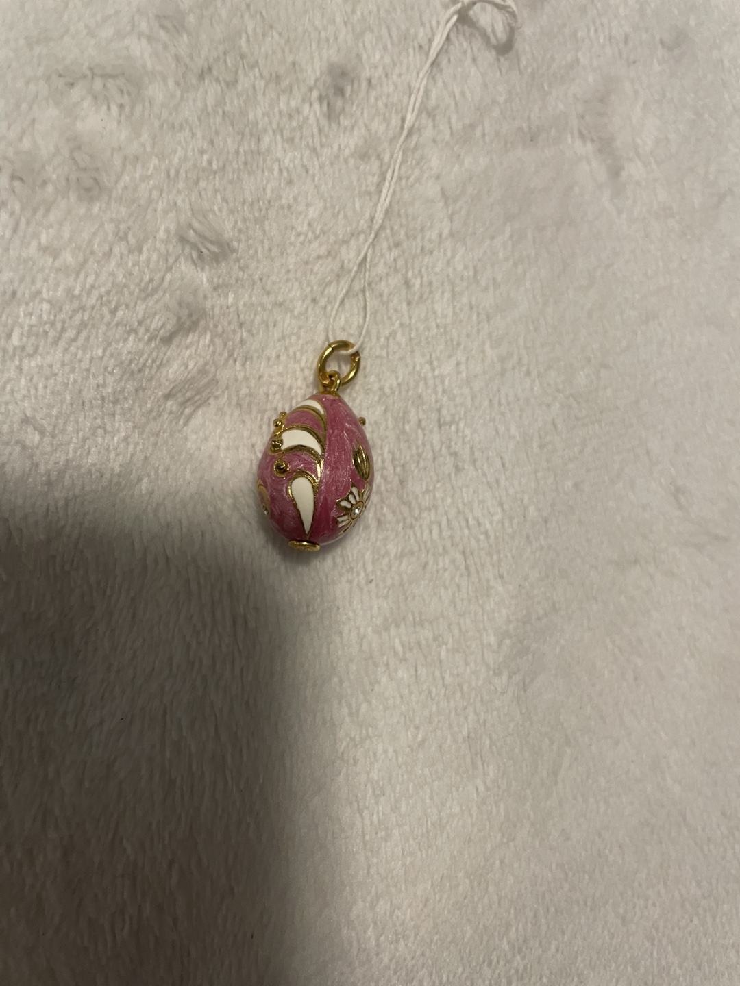 Vintage Pink & Gold Egg Pendant