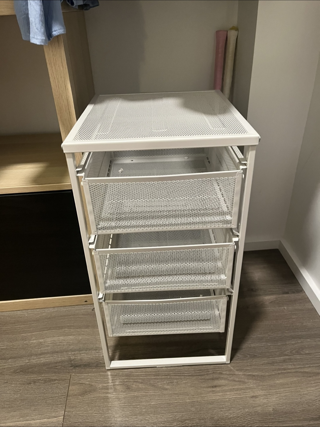 White Metal Mesh Drawer Unit