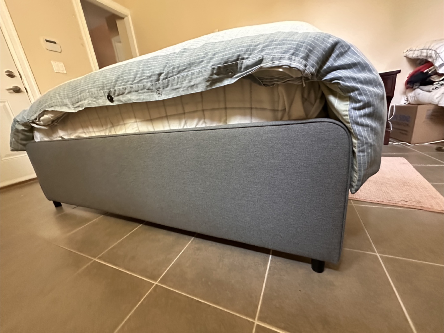Queen Bed Grey Upholstered Headboard + Mattress - photo 4