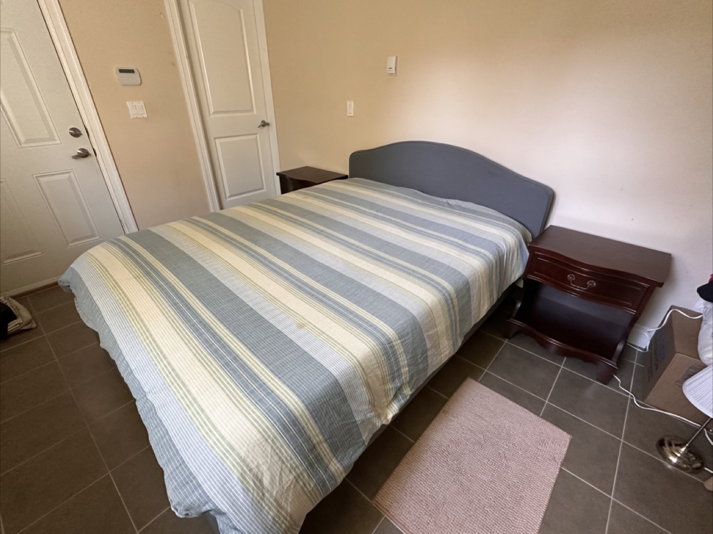 Queen Bed Grey Upholstered Headboard + Mattress - photo 5