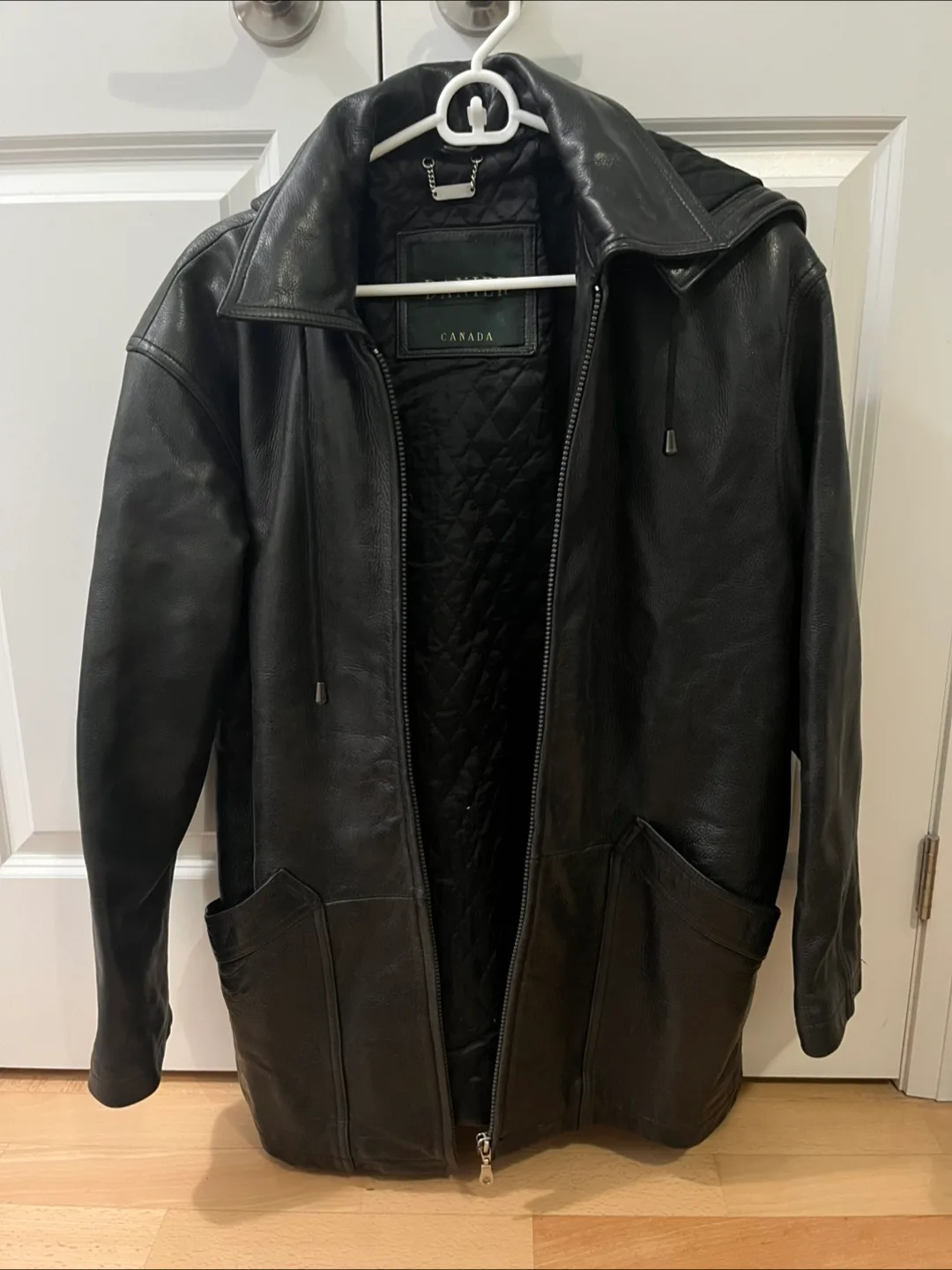Danier Black Leather Jacket with Hood thumbnail