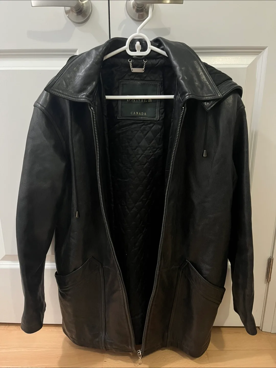 Danier Black Leather Jacket with Hood image indicator(4)