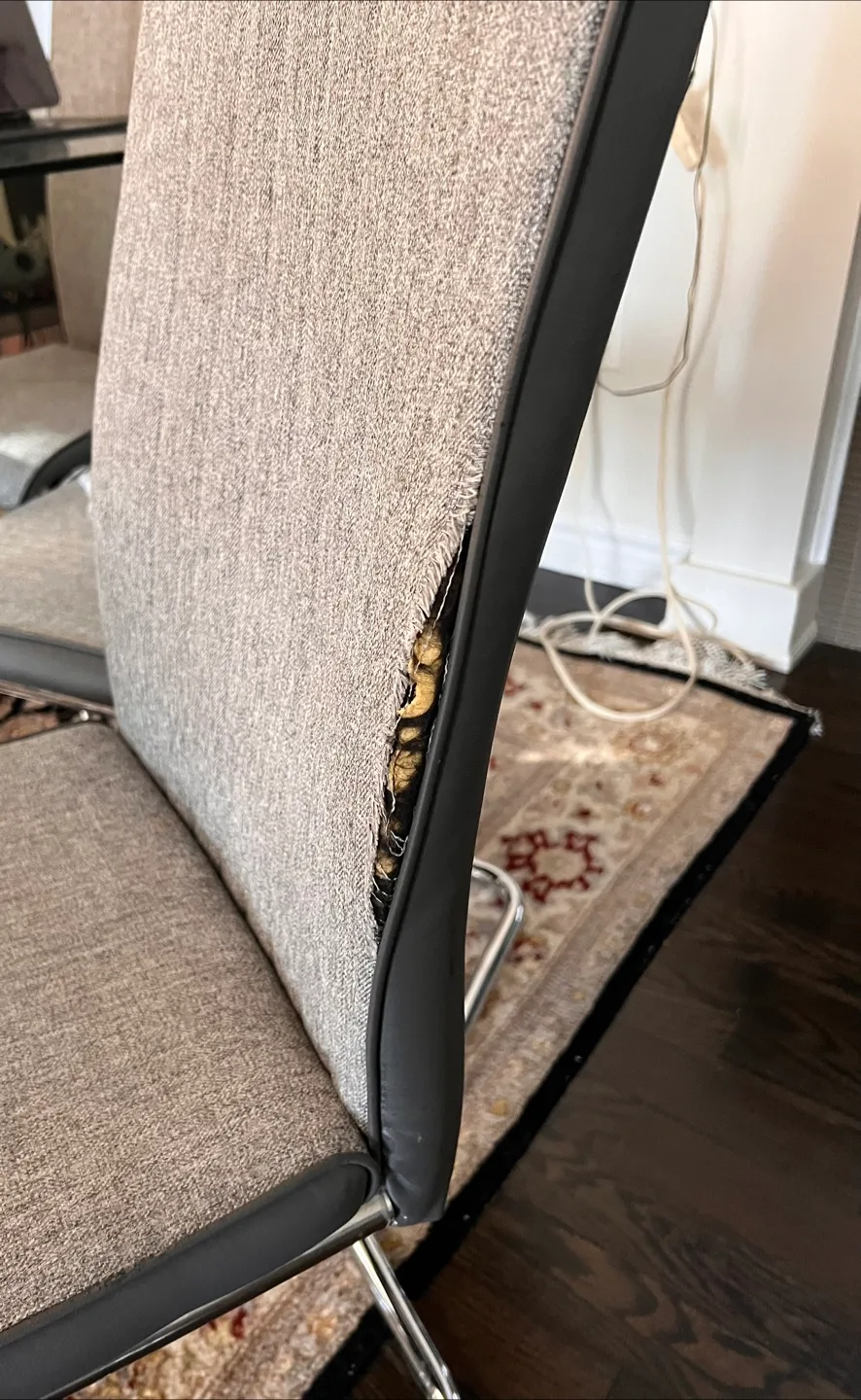 Modern Glass Top Dining Table with 6 Grey Chairs image indicator(3)