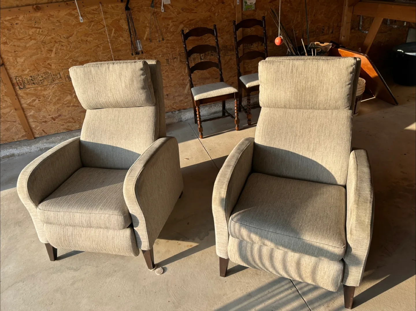 Tan Upholstered Recliner Armchairs thumbnail