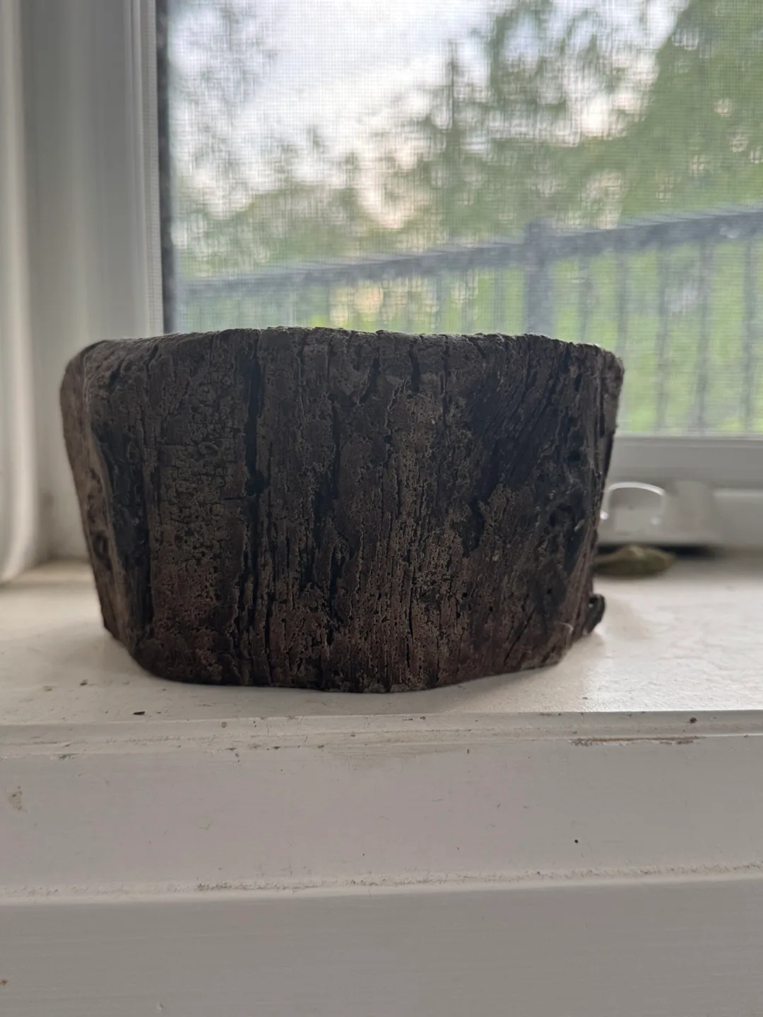 Ceramic Rustic Bark-Style Planter Pot – Shallow & Textured thumbnail
