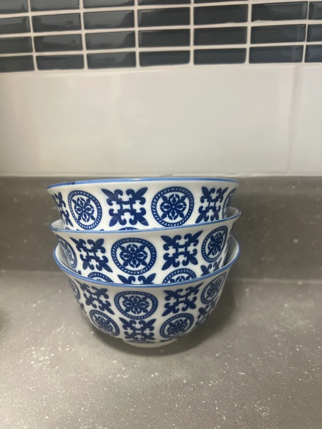 Blue and White Patterned Bowls thumbnail
