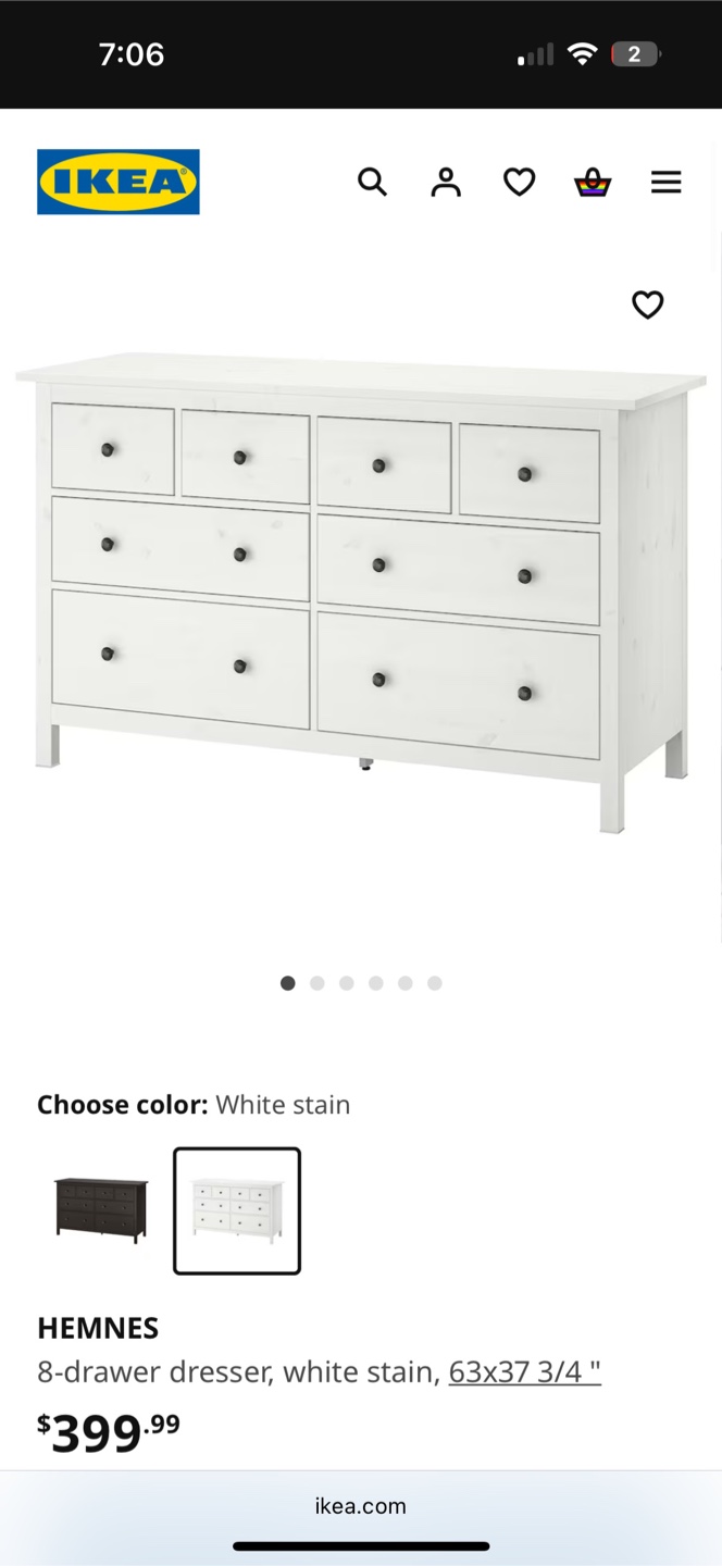 IKEA HEMNES 8-Drawer Dresser, White Stain - photo 5