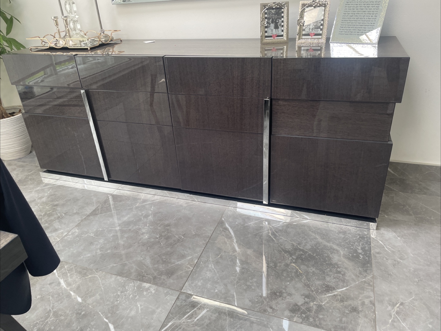 Modern Dark Wood Buffet Cabinet