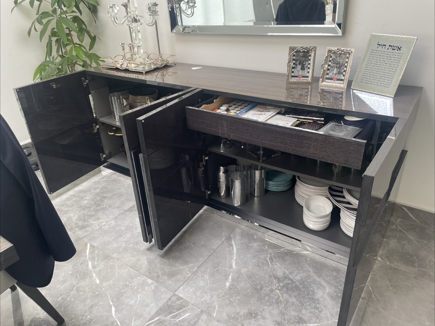 Modern Dark Wood Buffet Cabinet - photo 4