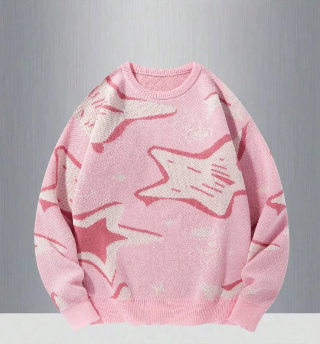 Pink Knit Sweater with Star Pattern thumbnail