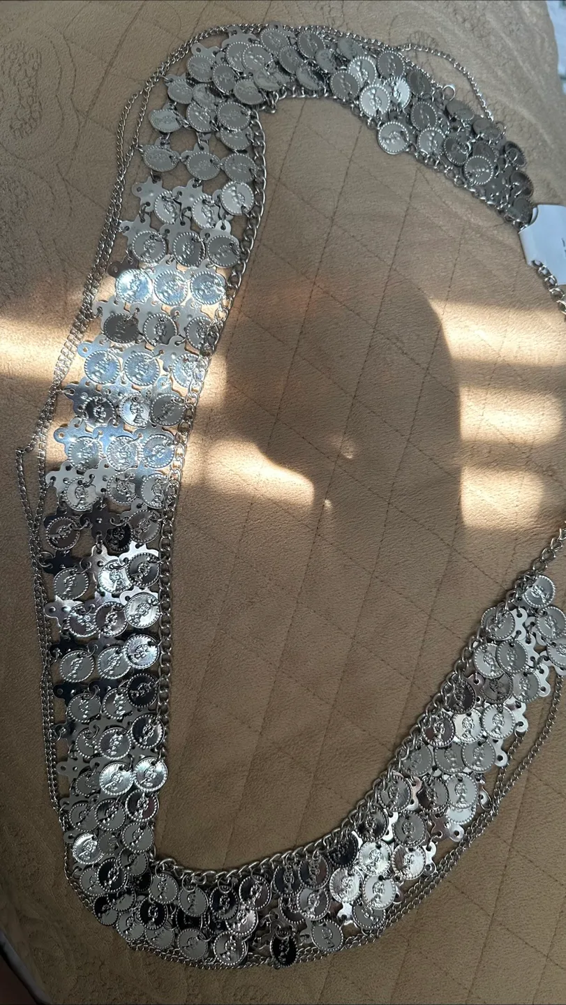 Unique Egyptian Brass Silver Color Coins Belt image indicator(5)