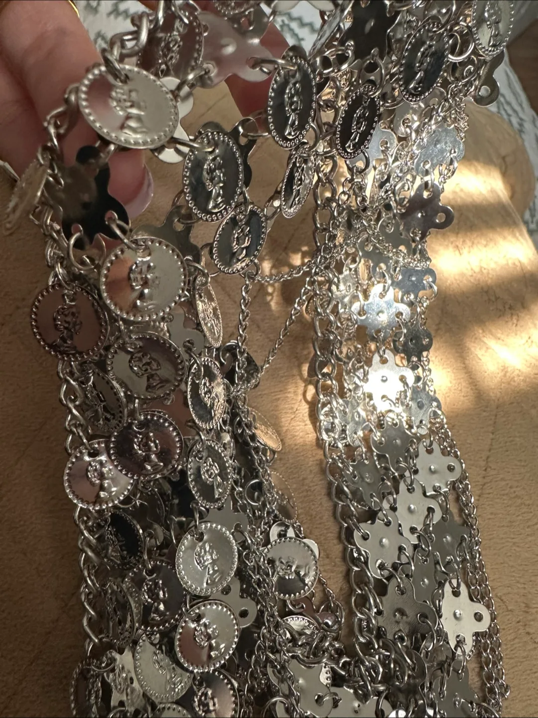 Unique Egyptian Brass Silver Color Coins Belt image indicator(7)