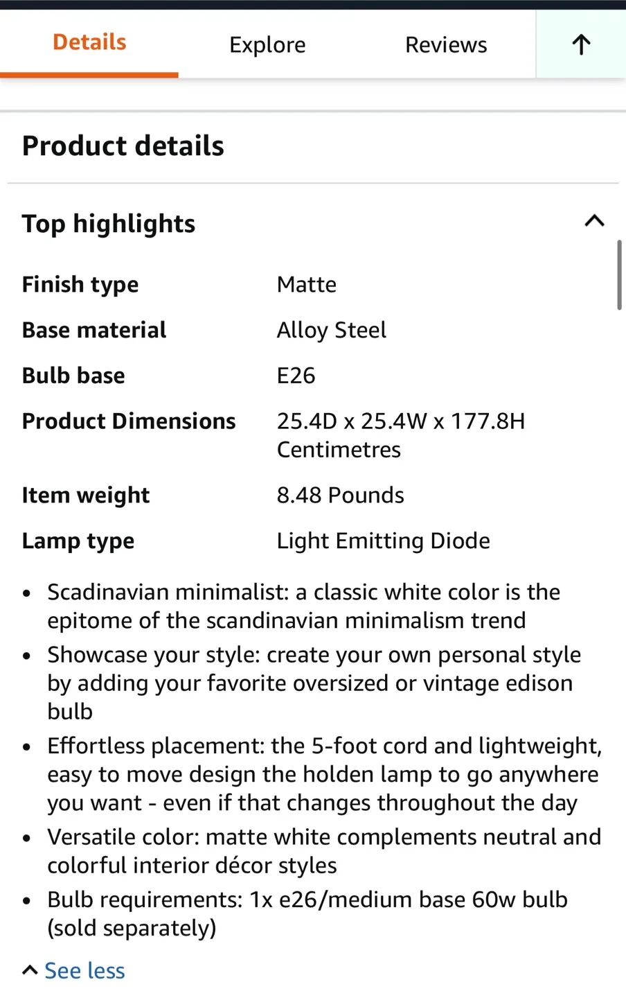 70” White Scandinavian style Floor Lamp -2 lamps- image indicator(2)