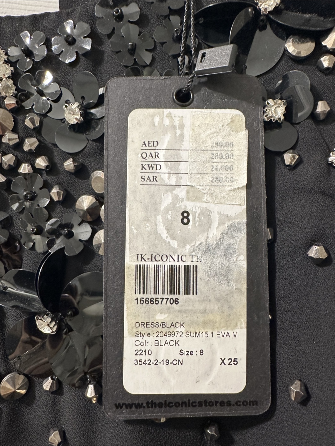 Black Dress Embellished Neckline Size 8 - photo 2