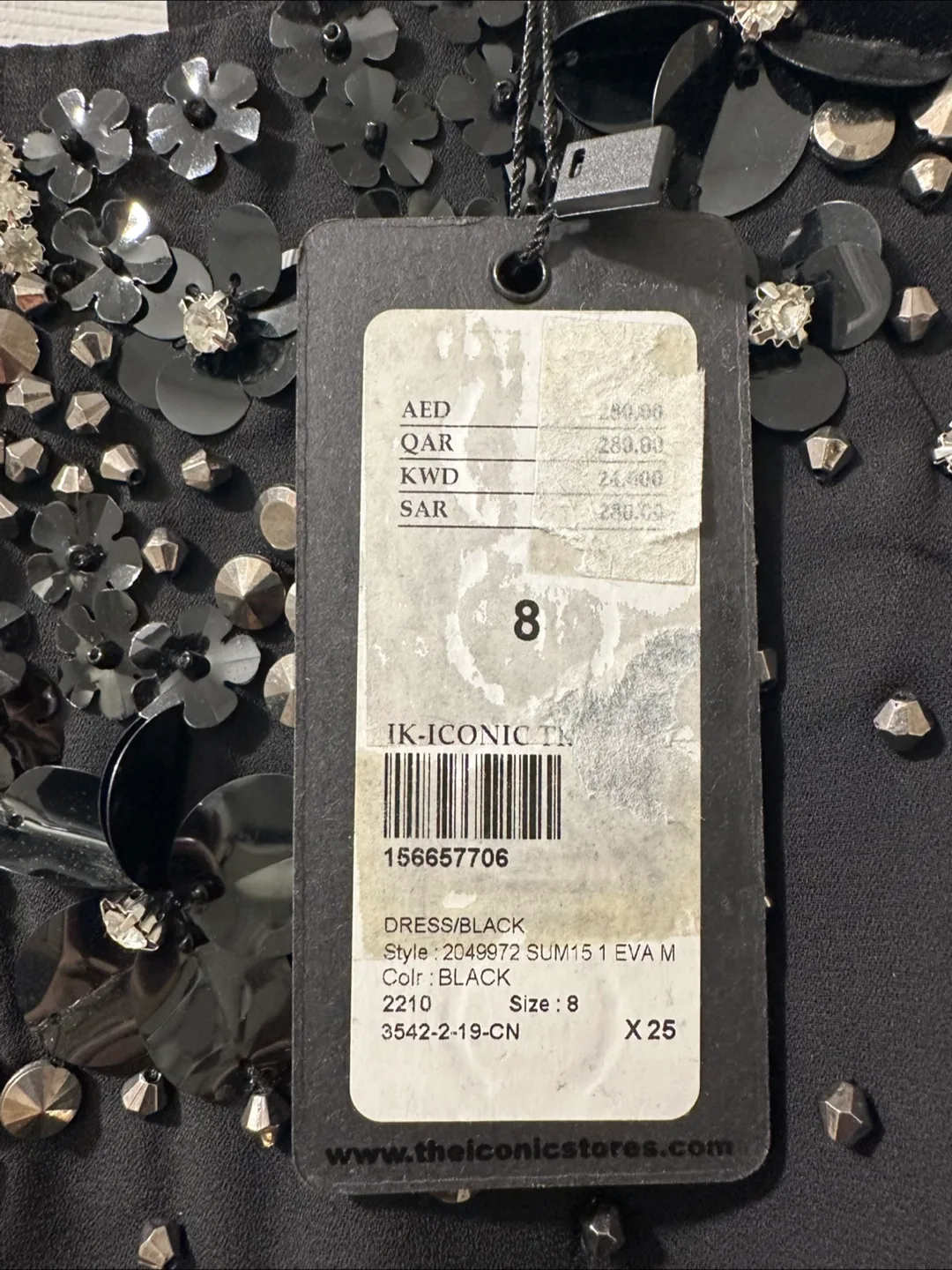 Black Dress Embellished Neckline Size 8 image indicator(2)