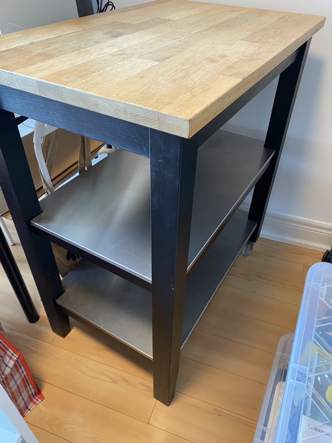 Kitchen Island with Wooden Top